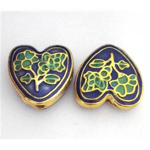 enameling copper heart bead, colorfast, approx 10-18mm