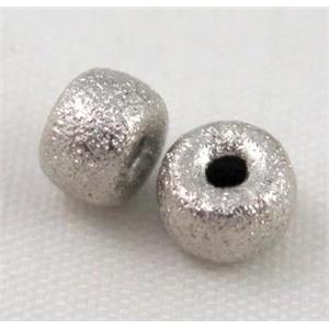 copper spacer bead, matte rondelle, platinum plated, approx 8mm dia