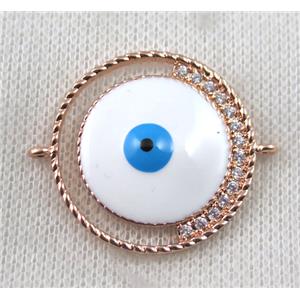 copper connector paved zircon with evil eye, black plated, approx 30mm dia