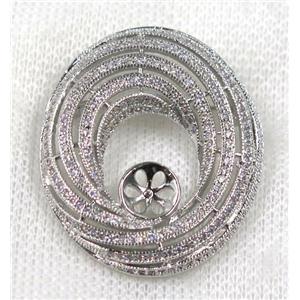 copper rebirth brooch paved zircon, platinum gold, approx 35-40mm