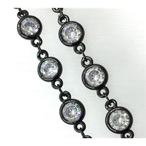 copper chain paved zircon, black plated, approx 6mm