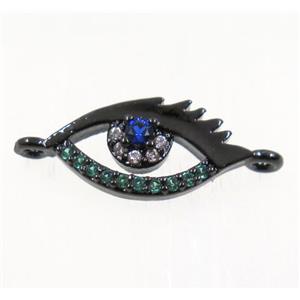 copper eye connector pave zircon, black plated, approx 7x14mm