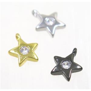 copper star pendant pave zircon, mix color, approx 7mm dia