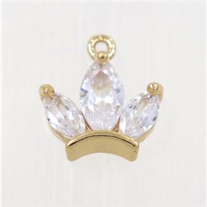 copper crown pendant pave zircon, rose gold, approx 10-12mm