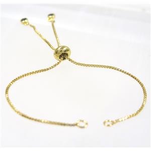 copper chain for bracelet pave black zircon, gold plated, approx 12cm length, 1mm thin