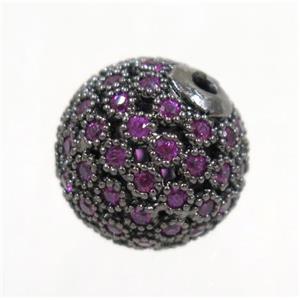 copper bead paved zircon, round, black, approx 8mm dia