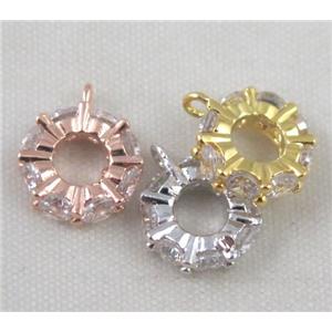 copper hanger bail pave zircon, mix color, approx 10mm dia