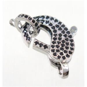 copper Lobster Clasp pave zircon, platinum plated, approx 11-16.5mm