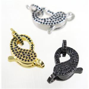 copper Lobster Clasp pave zircon, mix color, approx 11-16.5mm