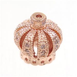 copper crown tassel bail paved zircon, rose gold, approx 13mm