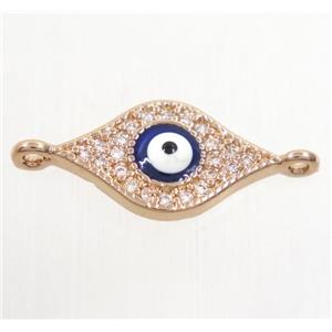 copper evil eye connector paved zircon, rose gold, approx 9.5-16mm