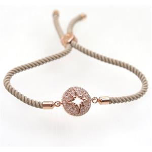 handmade bracelet with nylon wire, zircon bead, approx 14mm dia