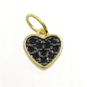 copper heart pendant paved zircon, gold plated, approx 7mm