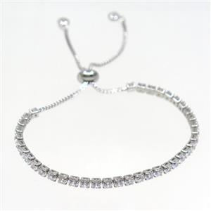 copper bracelet with zircon, adjustable, platinum plated, approx 3mm, 60mm