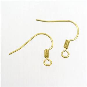 copper earring hook, color keeping, gold plated, approx 15-17mm