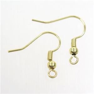 copper earring hook, color keeping, gold plated, approx 15-20mm