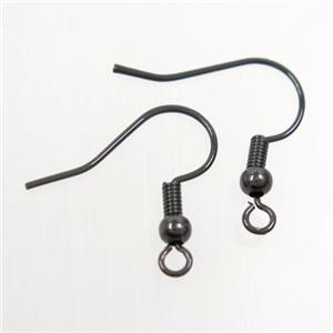 copper earring hook, color keeping, black plated, approx 15-20mm