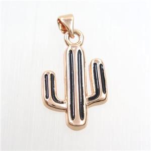 copper cactus pendants, rose gold, approx 15-20mm