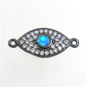 copper eye connector paved zircon with fire opal, black plated, approx 9-15mm