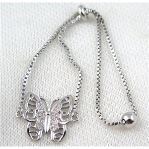 copper bracelet paved zircon, platinum plated, approx 10-20mm bead, 25mm length