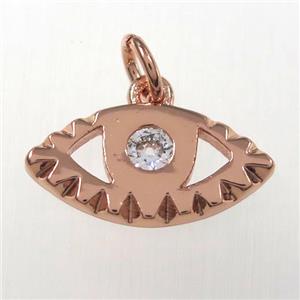 copper eye pendants paved zircon, rose gold, approx 8-16mm