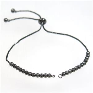 copper bracelet chain paved zircon, black plated, approx 1mm, 3mm, 24cm length