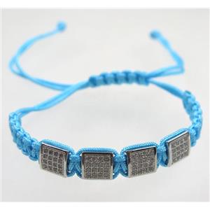 handmade bracelet with beads pave zircon, nylon wire, approx 50-60mm dia