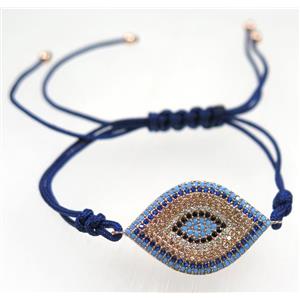 handmade bracelet with eye pave zircon, nylon wire, approx 50-60mm dia