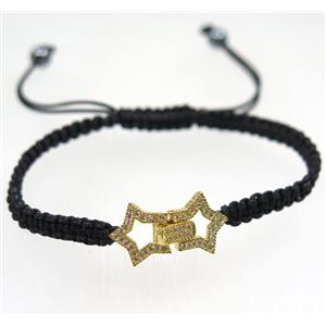 handmade bracelet with Star pave zircon, nylon wire, approx 50-60mm dia