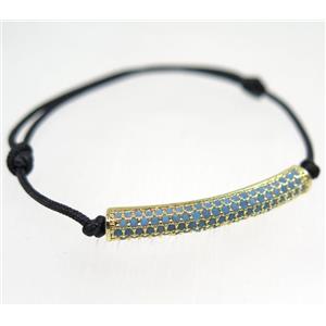 handmade bracelet with tube pave zircon, nylon wire, approx 50-60mm dia