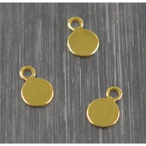 Brass circle pendant, gold plated, approx 4mm dia