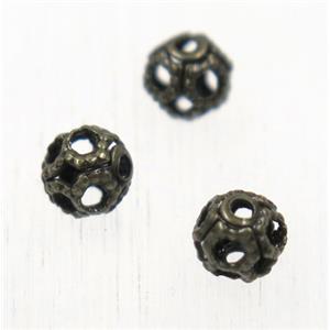 round Brass ball beads, antique bronze, approx 4mm dia