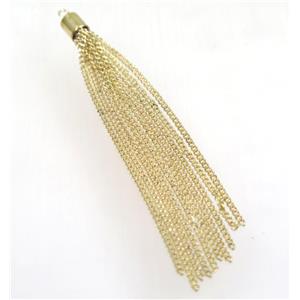 copper tassel pendant with chain, gold plated, approx 1.5mm thickness, 70-80mm length