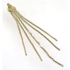 copper tassel pendant with chain, gold plated, approx 1.8mm thickness, 70-80mm length