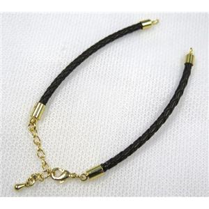 PU leather bracelet chain, approx 3mm