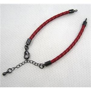 PU leather bracelet with resized chain, approx 3mm