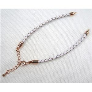 PU leather bracelet with resized chain, approx 3mm