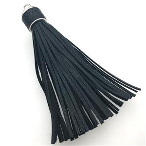 black Suede tassel pendants, approx 12-90mm