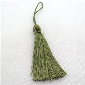 olive Nylon wire tassel pendants, approx 95mm length