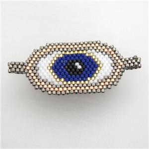 Handcraft eye connector with seed glass beads, approx 22-40mm