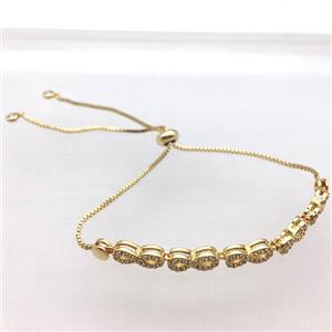 copper bracelet pave zircon, gold plated, approx 6mm