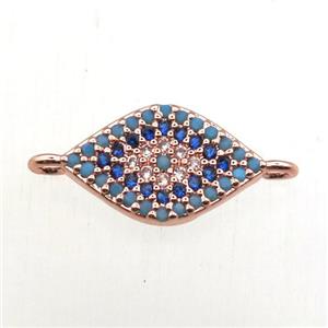 copper eye connector pave zircon, rose gold, approx 8-14mm