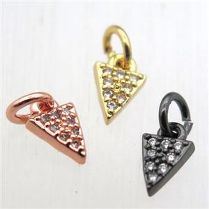 copper arrowhead pendant pave zircon, mixed color, approx 4x6mm