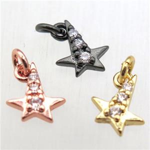 copper star pendant pave zircon, mix color, approx 8-10mm