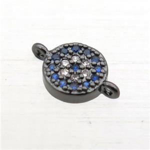 copper circle connector pave zircon, black plated, approx 6mm dia