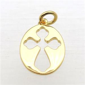 copper oval pendant, gold plated, approx 12-15mm