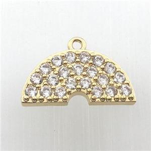 copper rainbow pendant pave zircon, gold plated, approx 12-20mm