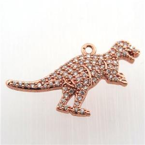 copper dragon pendant paved zircon, rose gold, approx 18-25mm