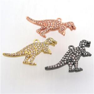 copper dragon pendant paved zircon, mix color, approx 18-25mm