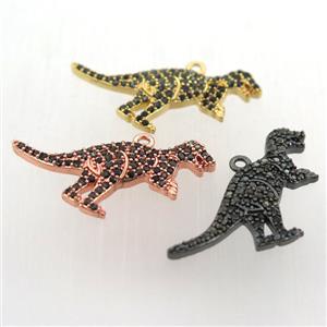 copper dragon pendant paved black zircon, mix color, approx 18-25mm
